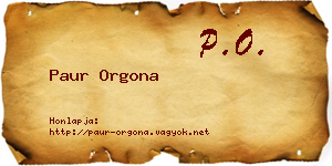 Paur Orgona névjegykártya